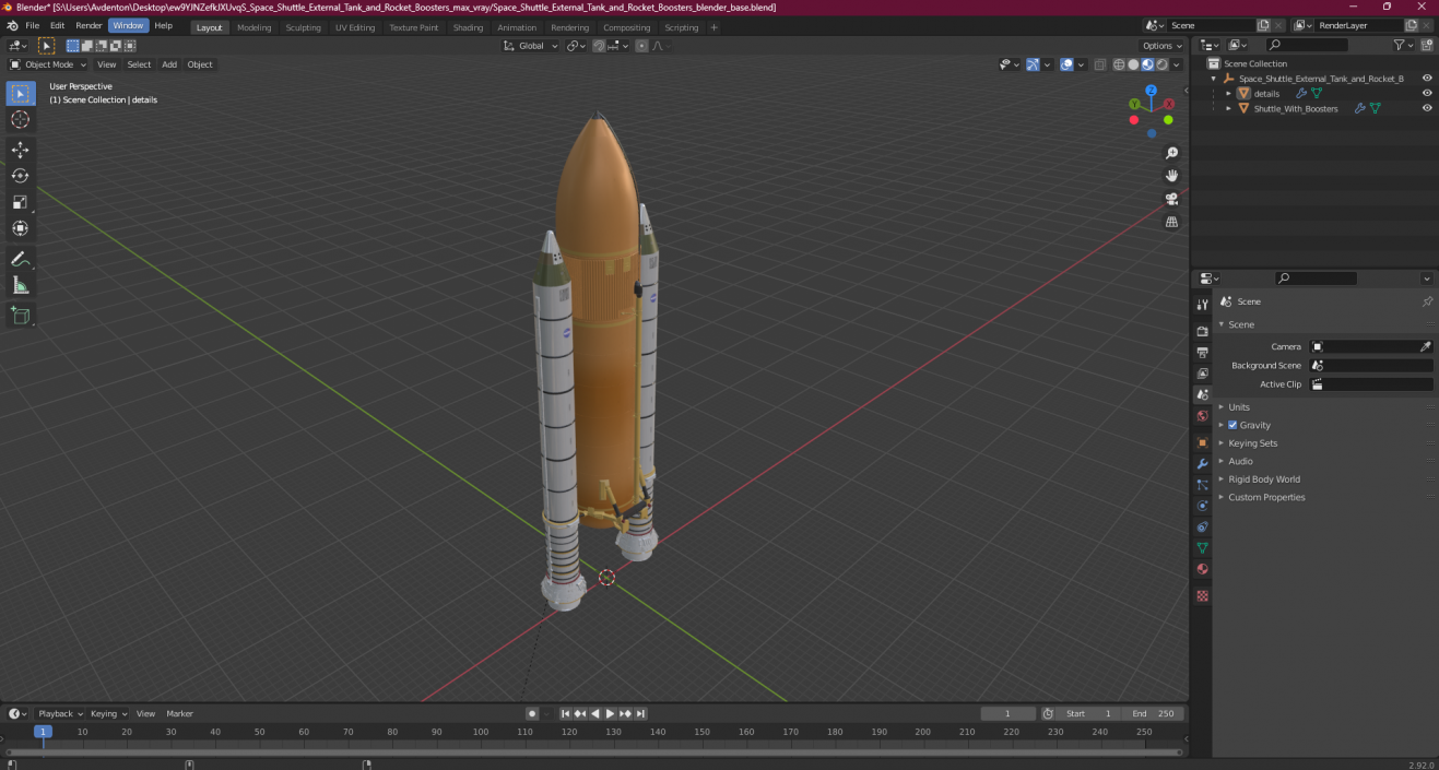 Space Shuttle External Tank and Rocket Boosters 3D