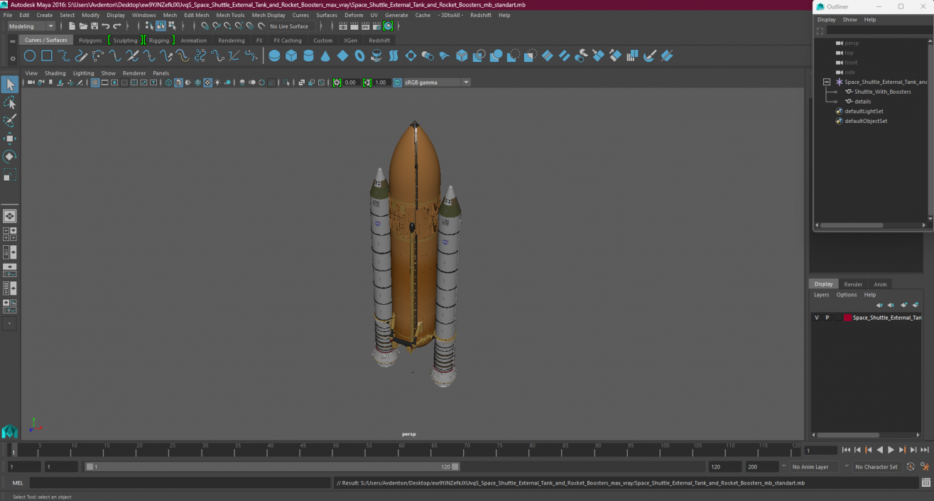 Space Shuttle External Tank and Rocket Boosters 3D