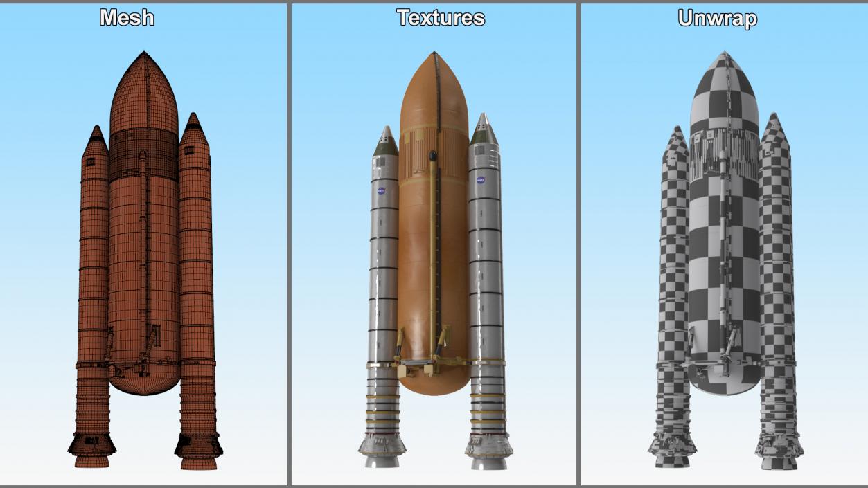 Space Shuttle External Tank and Rocket Boosters 3D