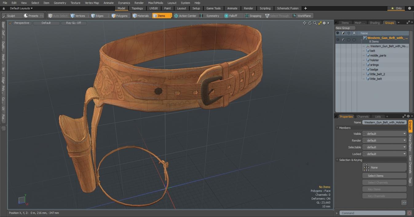 Western Gun Belt with Holster 3D model