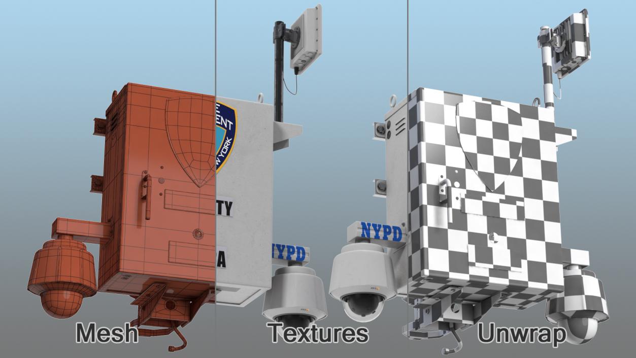 NYPD Street CCTV Surveillance Cameras 3D