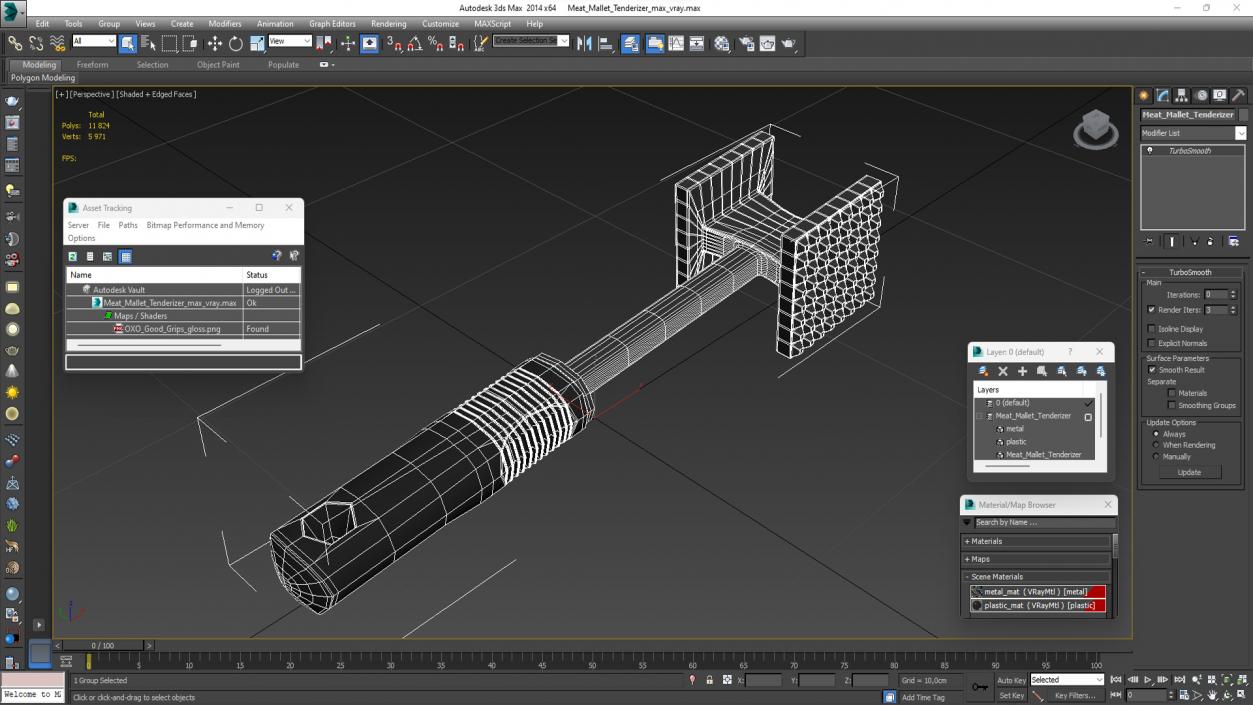 Meat Mallet Tenderizer 3D