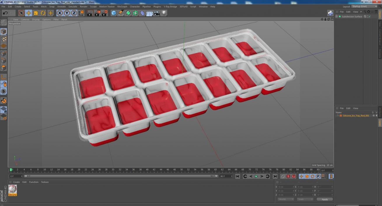 3D Silicone Ice Tray Red