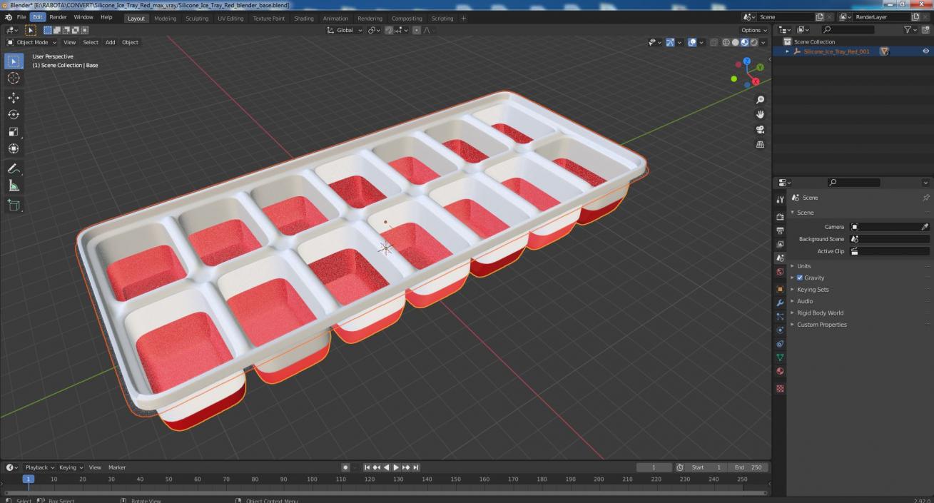 3D Silicone Ice Tray Red