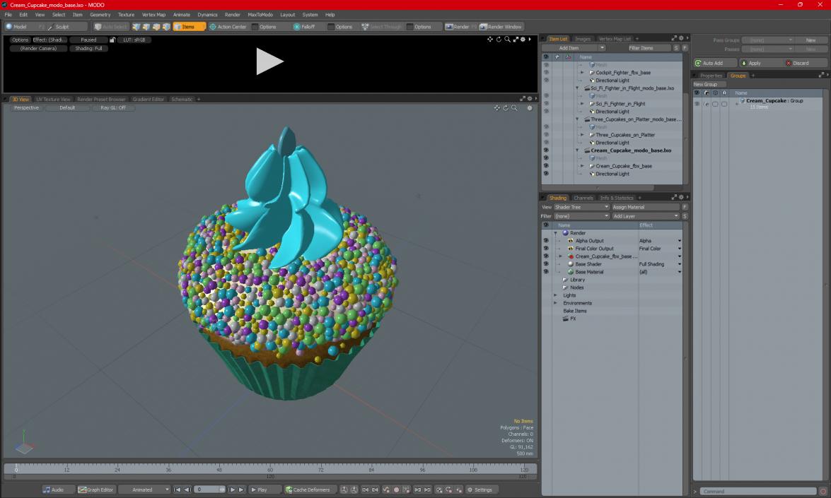 3D Cream Cupcake model