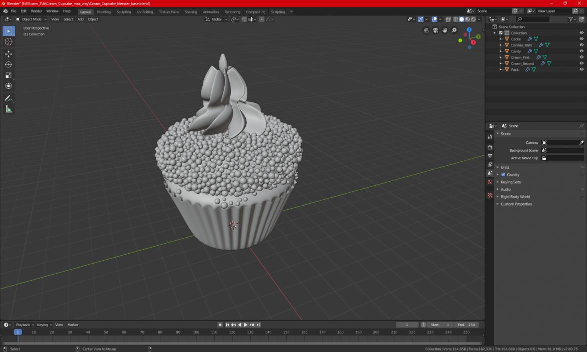 3D Cream Cupcake model