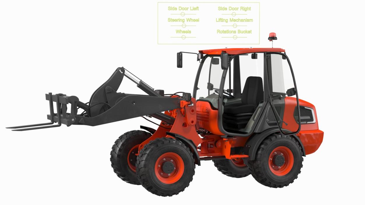 Electric Loader with Pallet Fork Rigged 3D model