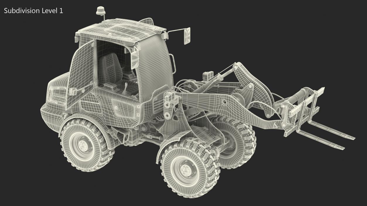 Electric Loader with Pallet Fork Rigged 3D model