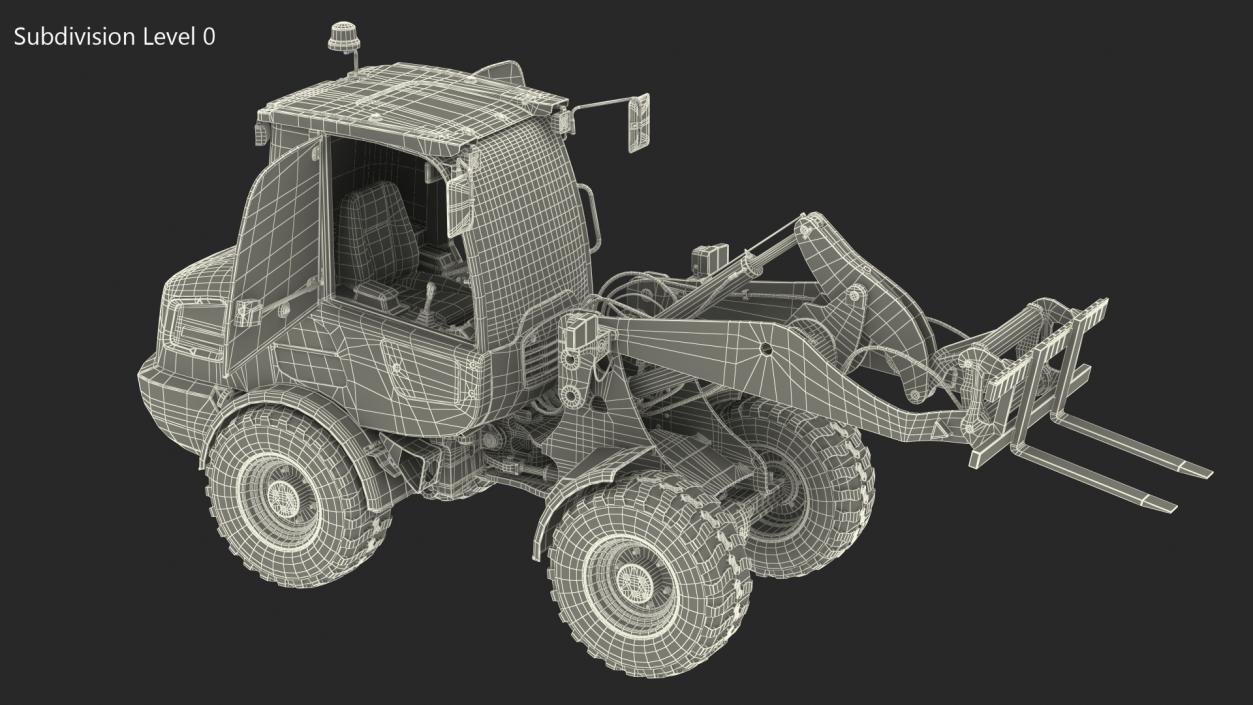 Electric Loader with Pallet Fork Rigged 3D model