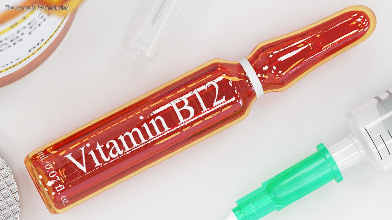 3D Cyanocobalamin B12 2ml Amber Ampoule