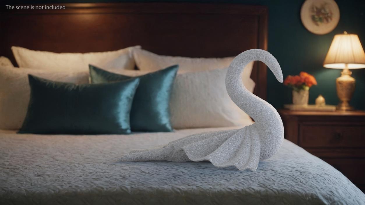 3D model Towel Swan with Spread Wings White Fur 2