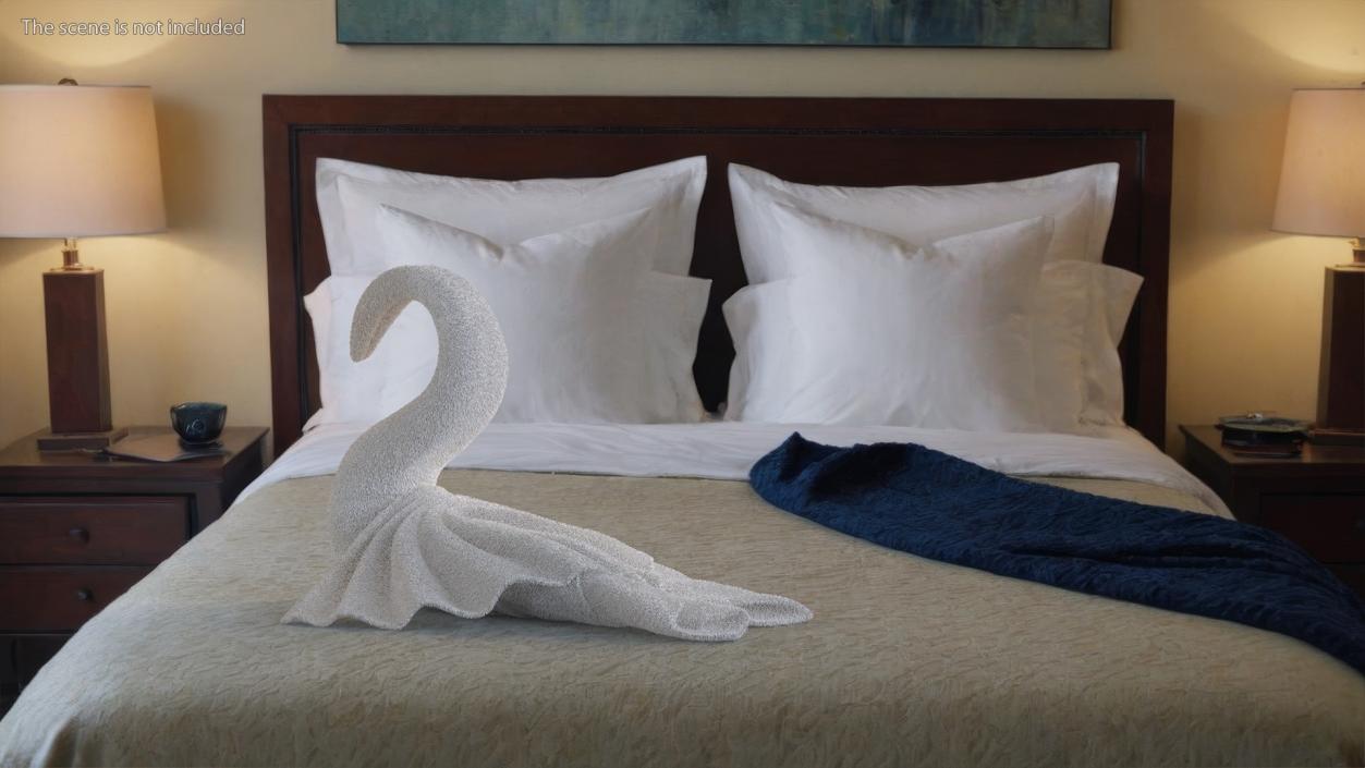 3D model Towel Swan with Spread Wings White Fur 2