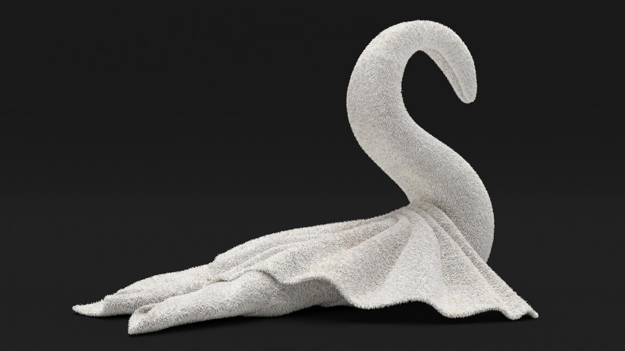 3D model Towel Swan with Spread Wings White Fur 2