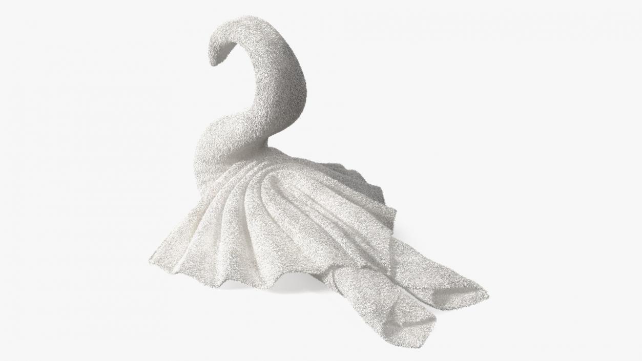 3D model Towel Swan with Spread Wings White Fur 2