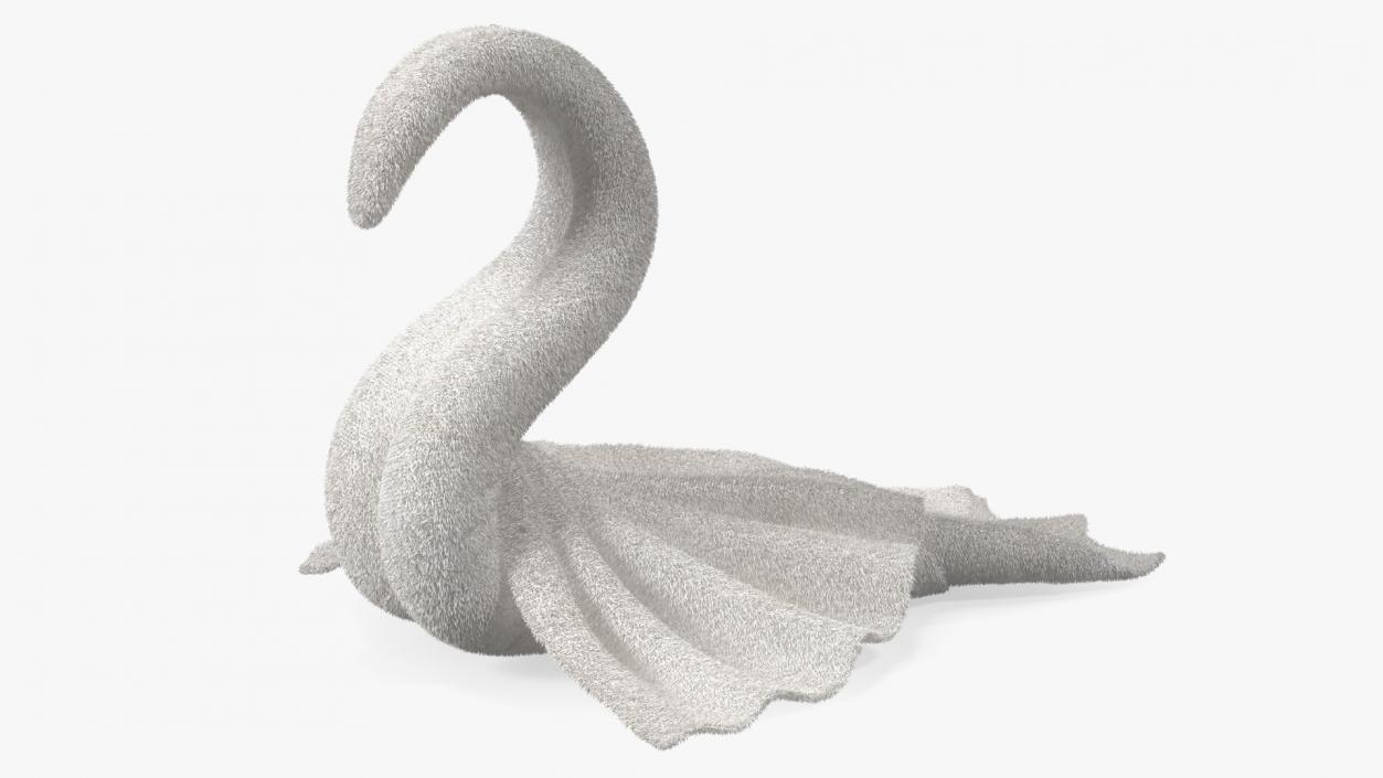 3D model Towel Swan with Spread Wings White Fur 2