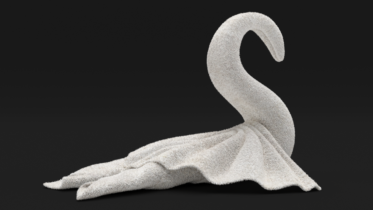 3D model Towel Swan with Spread Wings White Fur 2