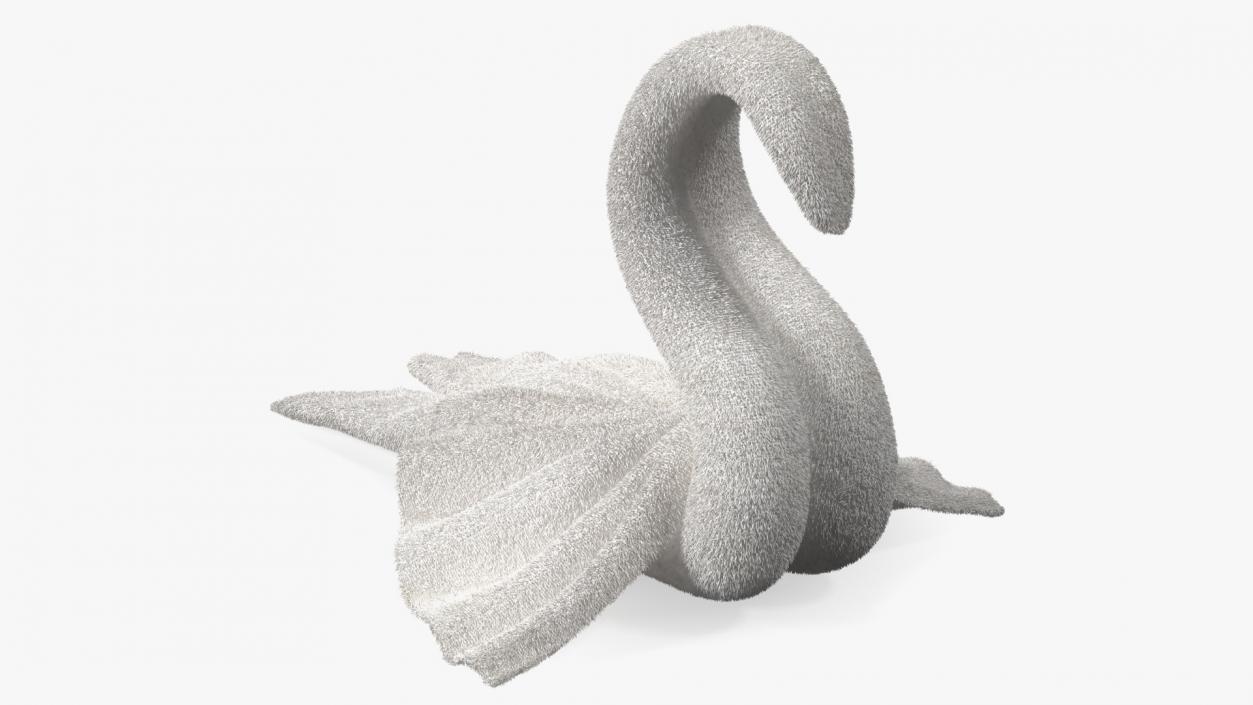 3D model Towel Swan with Spread Wings White Fur 2