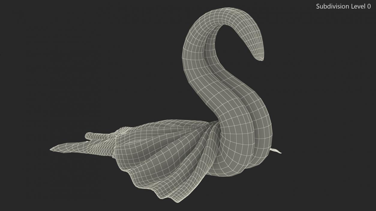 3D model Towel Swan with Spread Wings White Fur 2