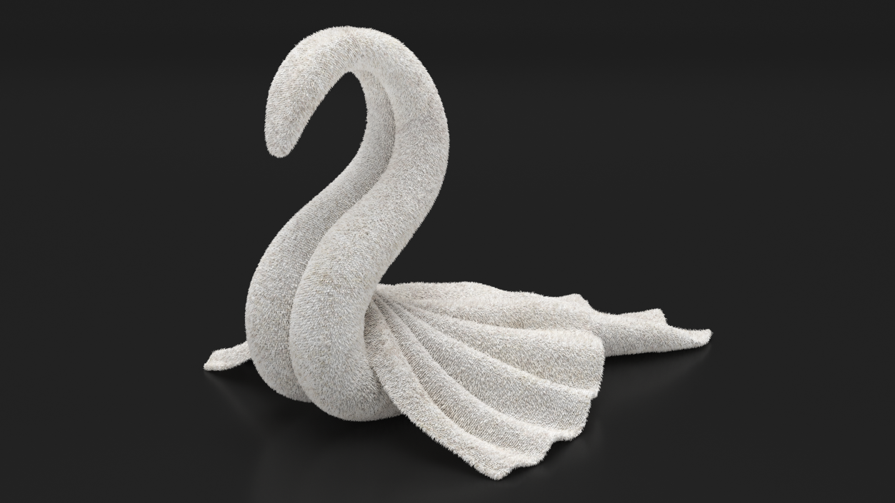 3D model Towel Swan with Spread Wings White Fur 2