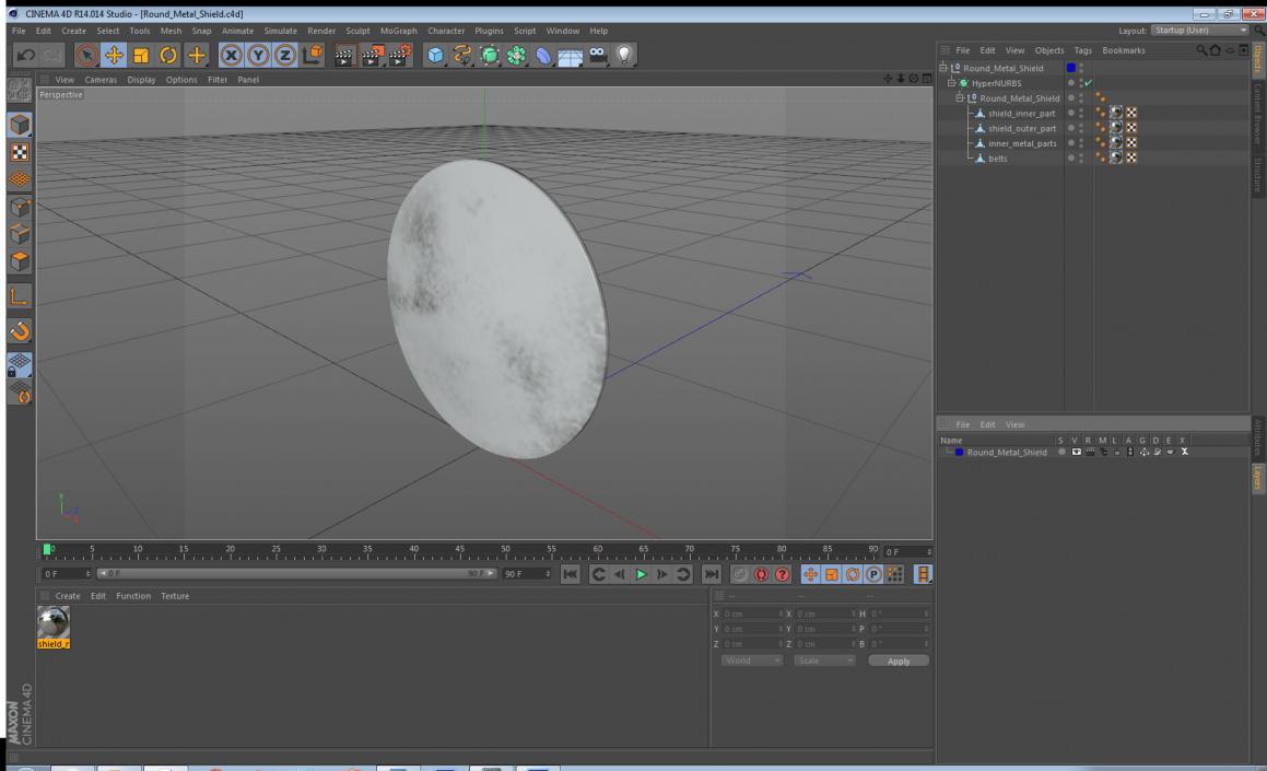 3D Round Metal Shield model