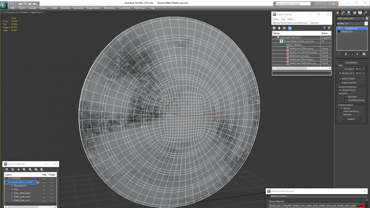 3D Round Metal Shield model