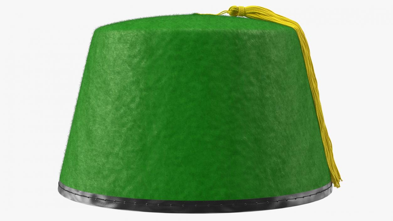 3D model Traditional Arabic Green Fez Hat With Yellow Tassel Fur