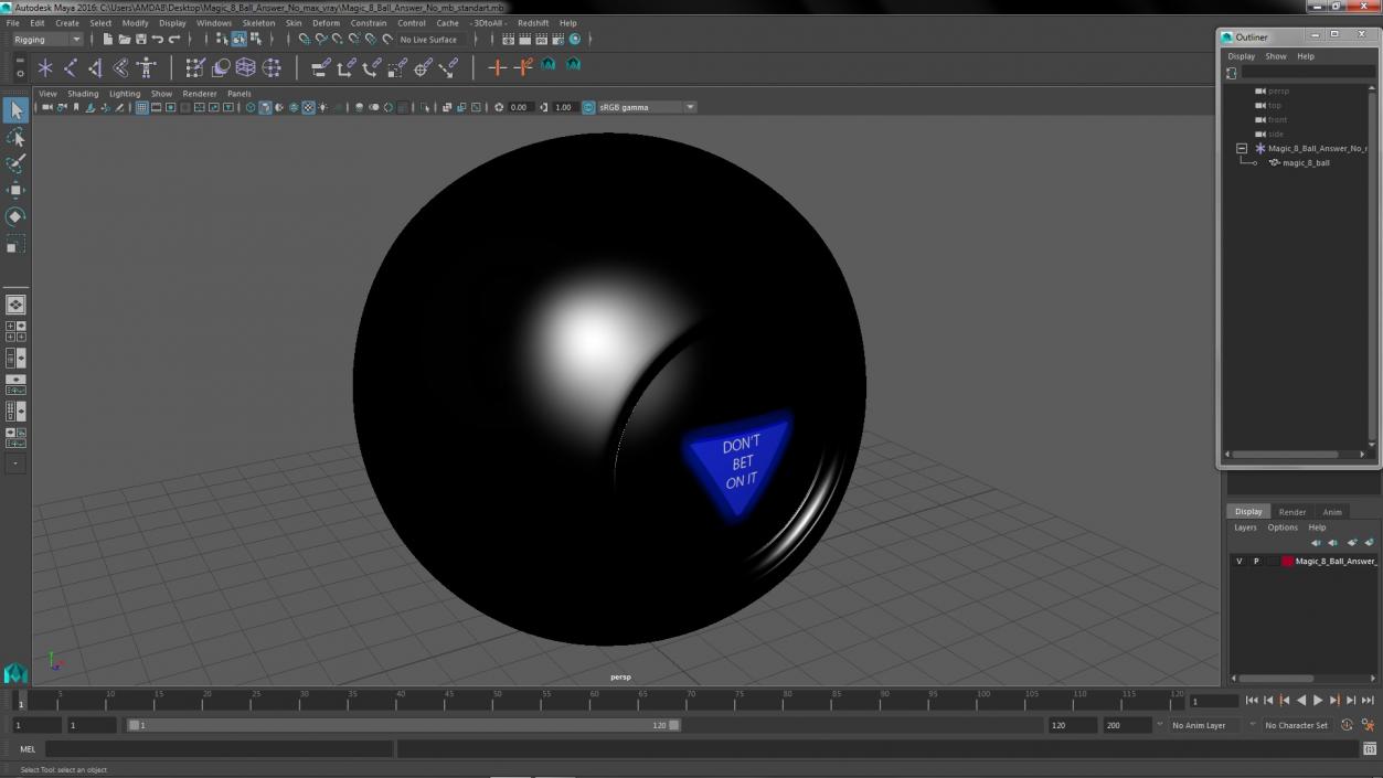 Magic 8 Ball Answer No 3D