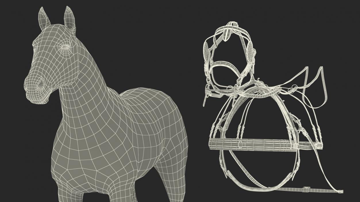 Horse Drawn Leather Driving Harness Rigged 3D