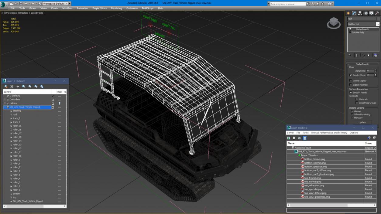 3D Old ATV Track Vehicle Rigged model