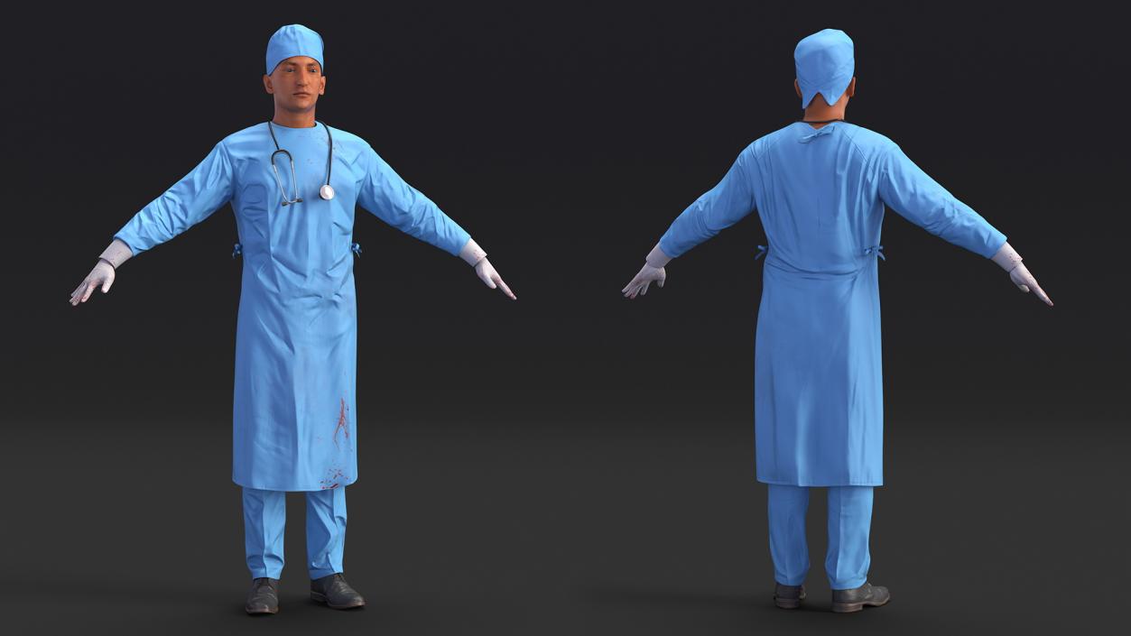 Blood Stained Surgeon Doctor Rigged for Maya 3D model