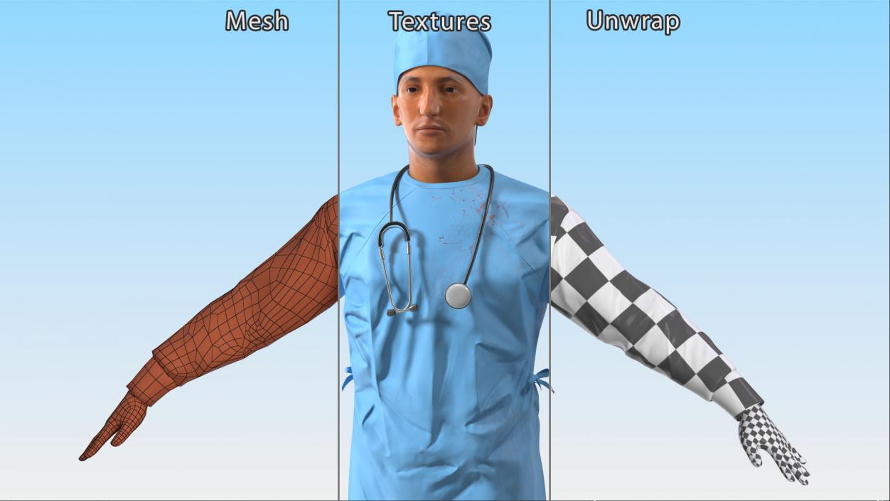 Blood Stained Surgeon Doctor Rigged for Maya 3D model