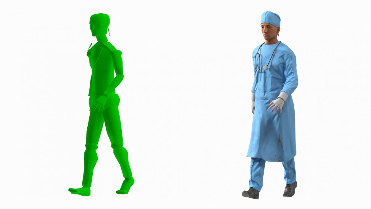 Blood Stained Surgeon Doctor Rigged for Maya 3D model