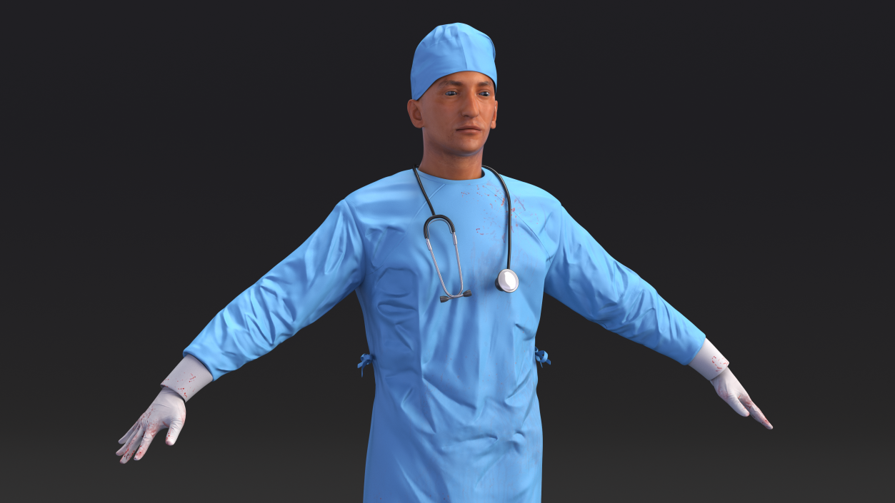 Blood Stained Surgeon Doctor Rigged for Maya 3D model