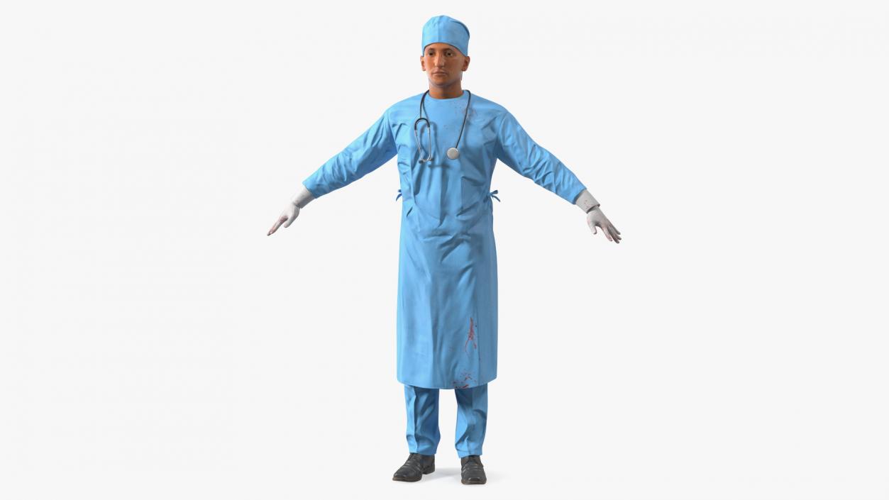 Blood Stained Surgeon Doctor Rigged for Maya 3D model