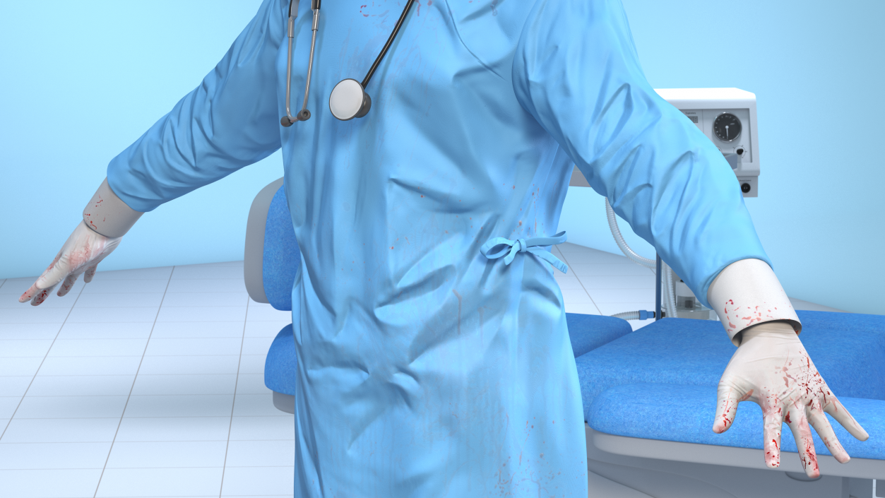 Blood Stained Surgeon Doctor Rigged for Maya 3D model