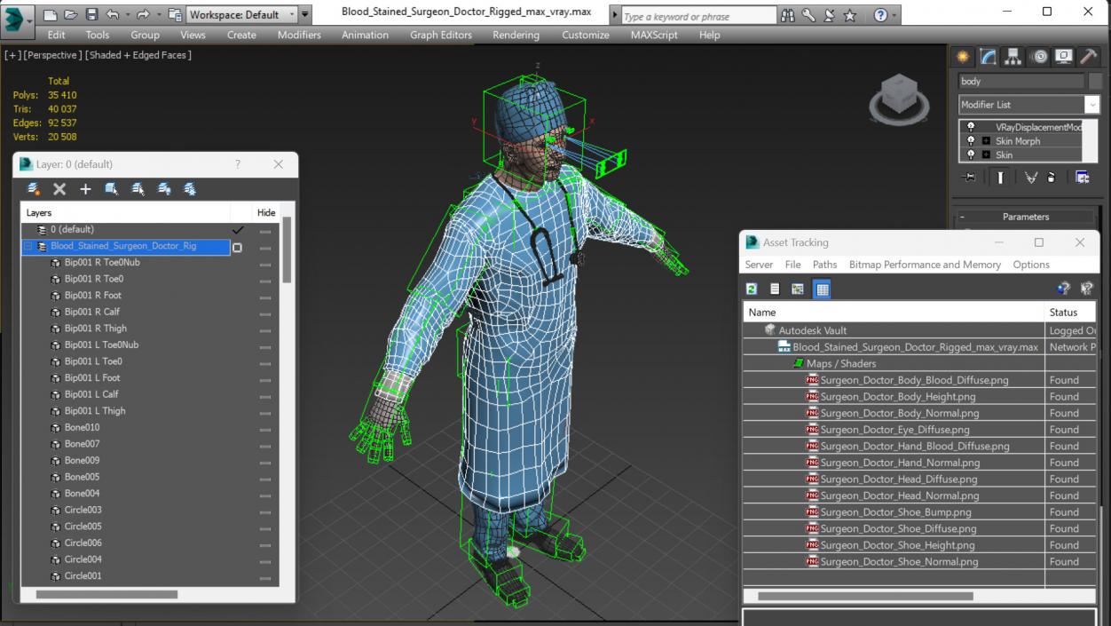 Blood Stained Surgeon Doctor Rigged for Maya 3D model