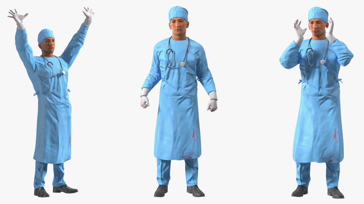 Blood Stained Surgeon Doctor Rigged for Maya 3D model