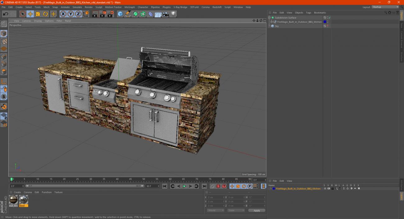 3D FireMagic Built in Outdoor BBQ Kitchen model