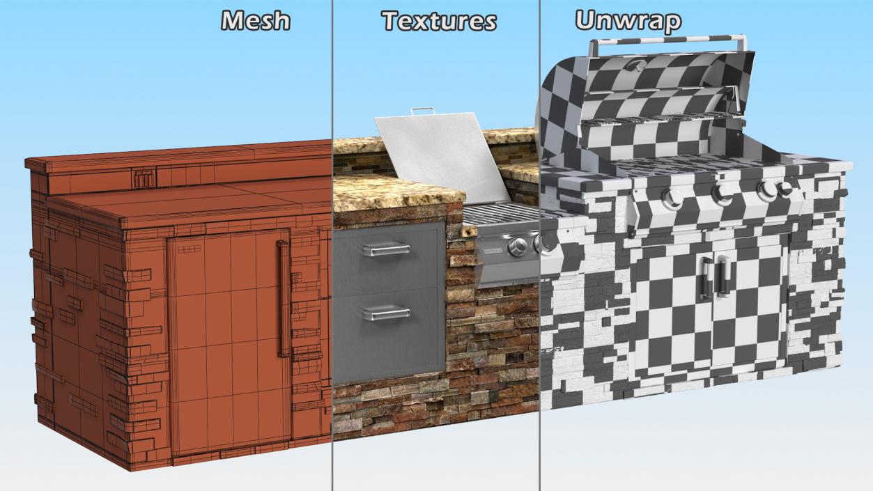 3D FireMagic Built in Outdoor BBQ Kitchen model