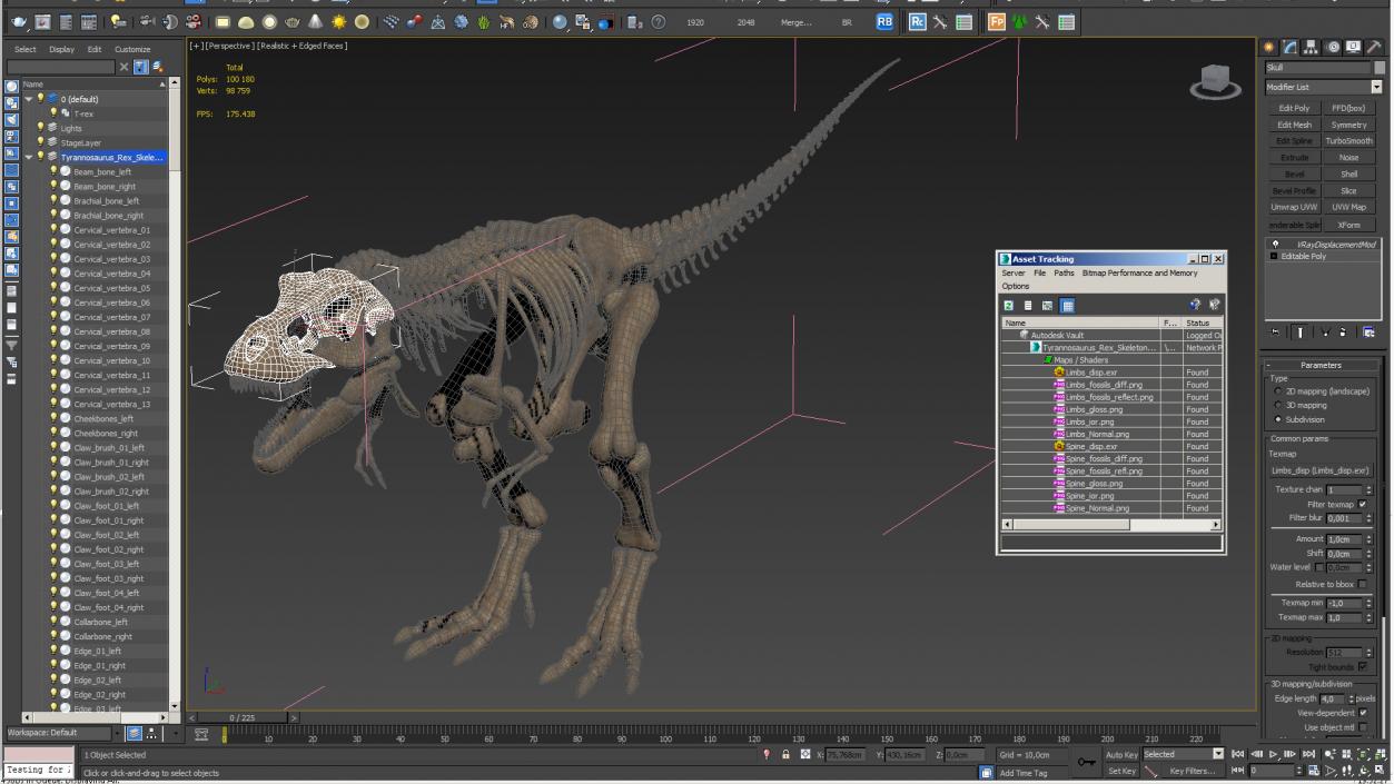 3D Tyrannosaurus Rex Skeleton Fossil model