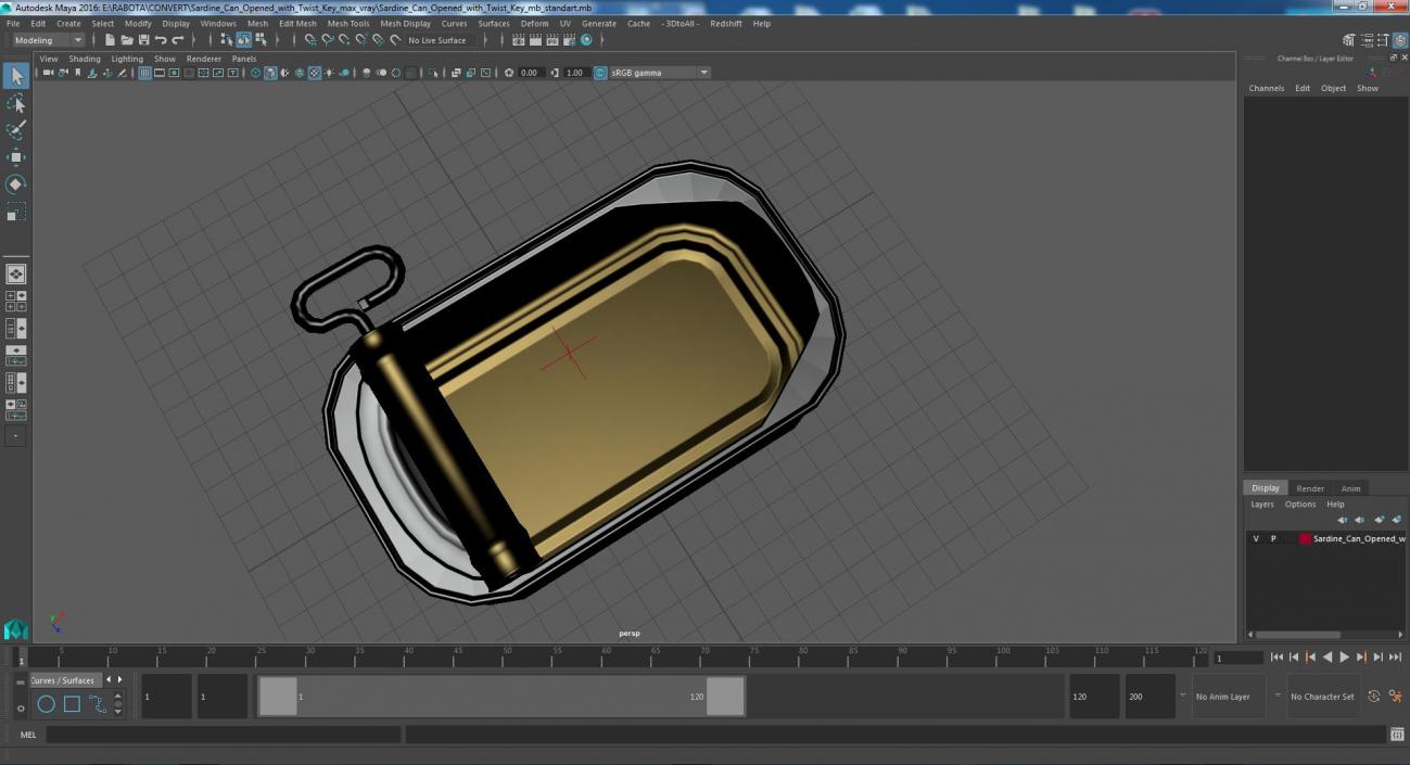 3D Sardine Can Opened with Twist Key model