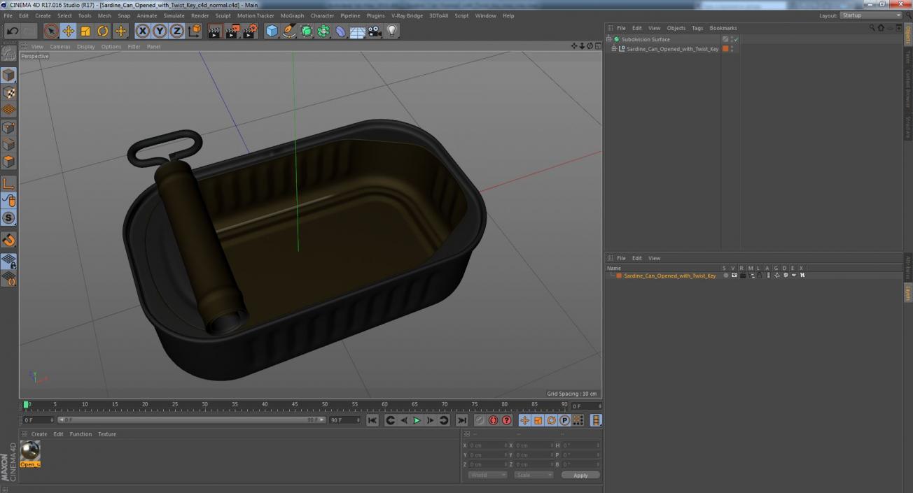 3D Sardine Can Opened with Twist Key model