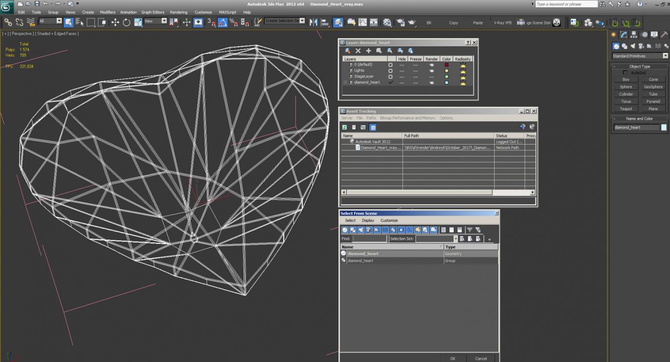 3D Diamond Heart model