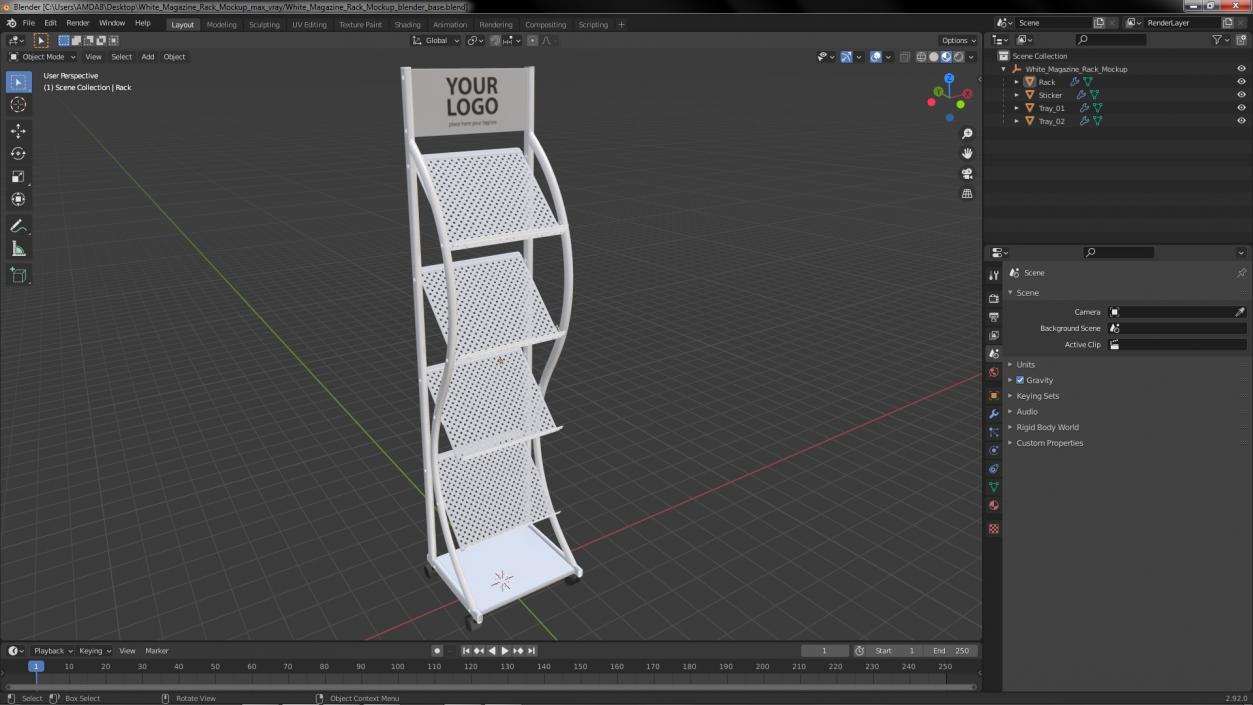 3D White Magazine Rack Mockup