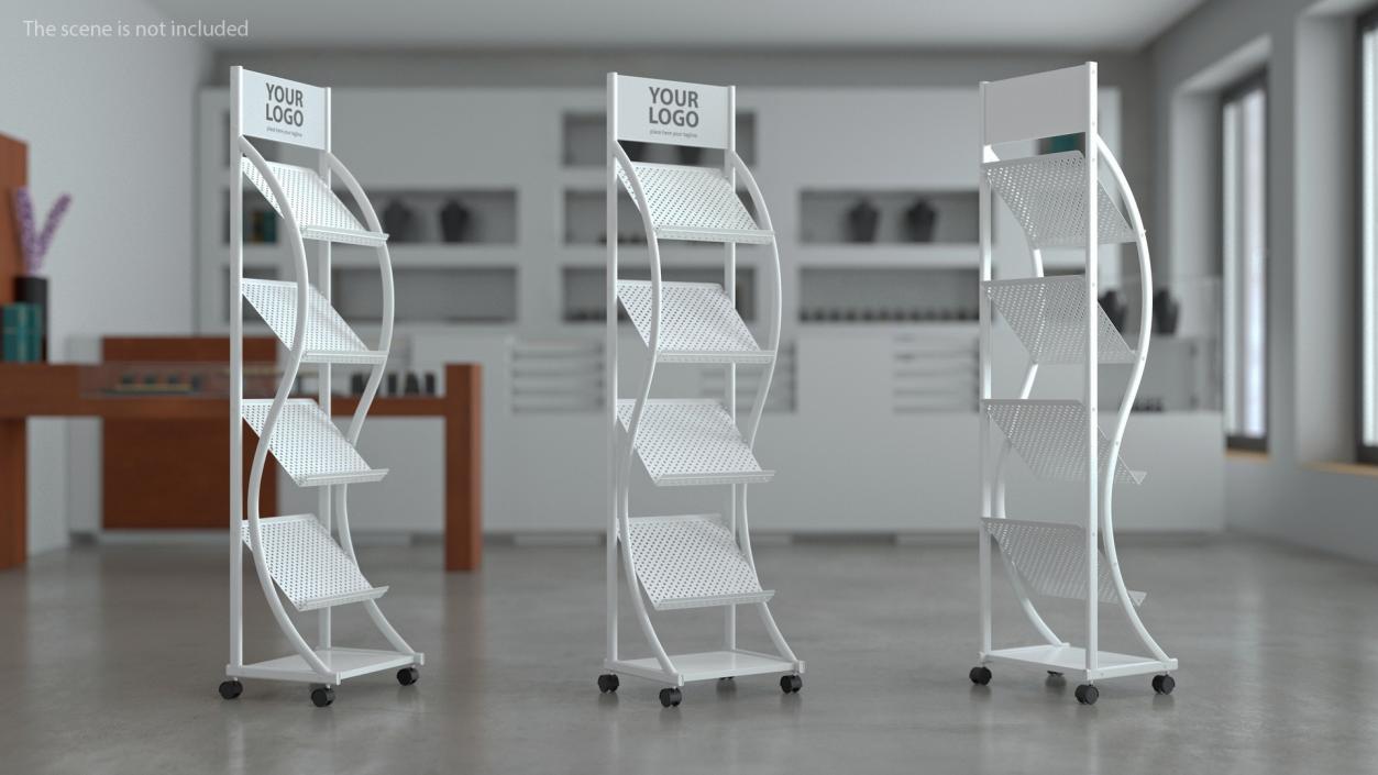 3D White Magazine Rack Mockup