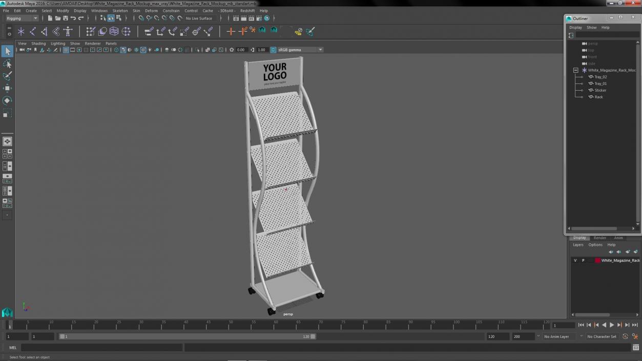 3D White Magazine Rack Mockup