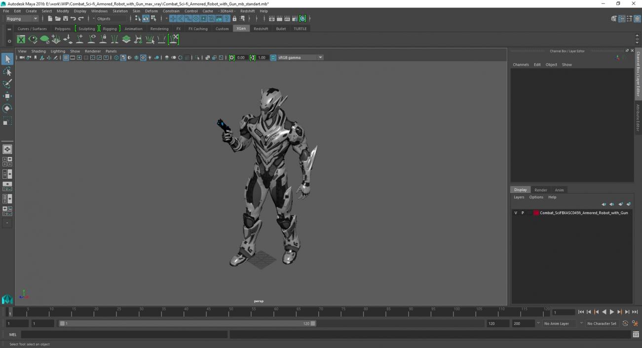 3D Combat Sci-fi Armored Robot with Gun 2 model