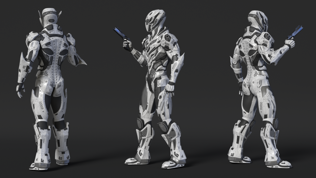 3D Combat Sci-fi Armored Robot with Gun 2 model