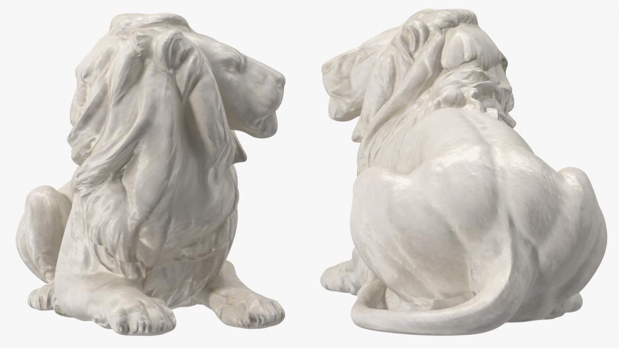 3D model White Outdoor Marble Lion Sculpture