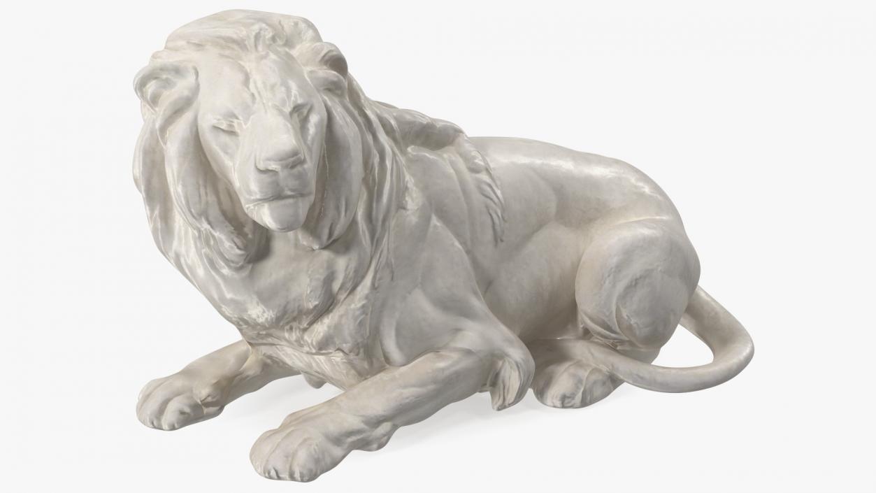 3D model White Outdoor Marble Lion Sculpture